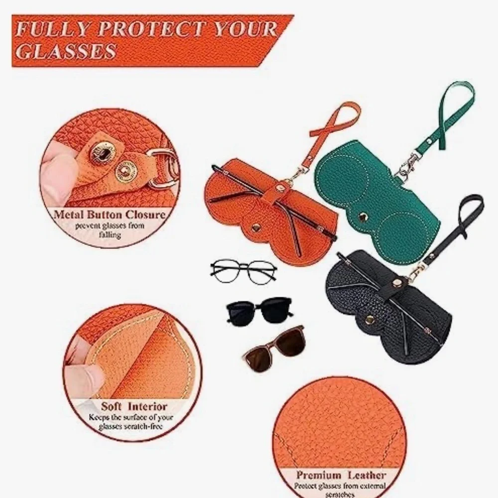 Soft Leather like Sunnies Case, purse charm orange